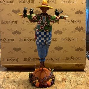 Jim Shore "Keeping Watch" Scarecrow Figurine on Pumpkin #4002856
